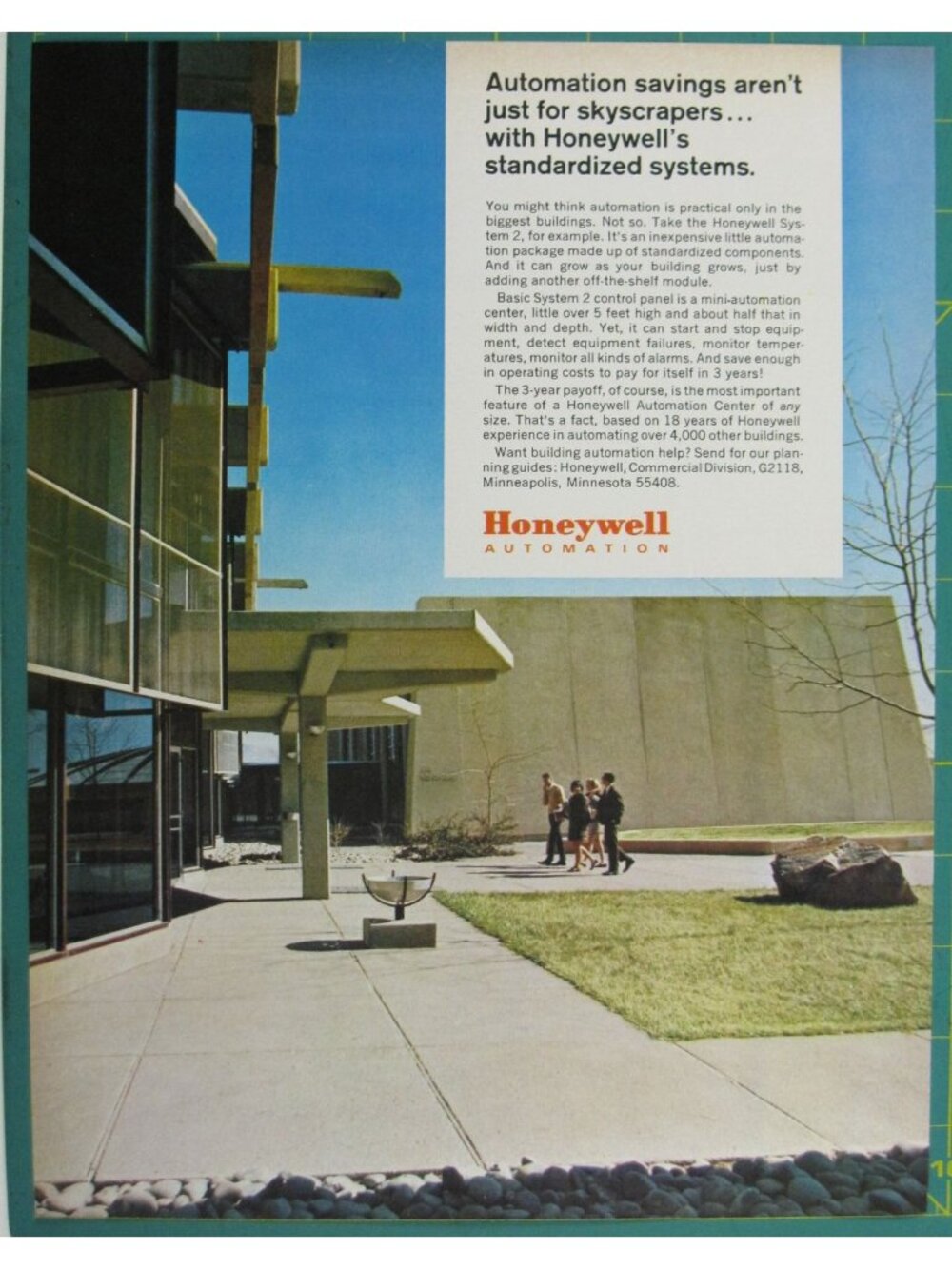 Print Ad Honeywell Automation Systems Skyscraper Cost Savings 1960s Minneapolis